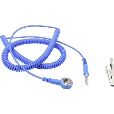 Afbeelding van QUADRIOS GmbH ESD bescherming spiraalkabel aardingskabel 10 mm drukknop 3,6 m EN adapter professionele antistatische accessoires (norm 61340 5 1)