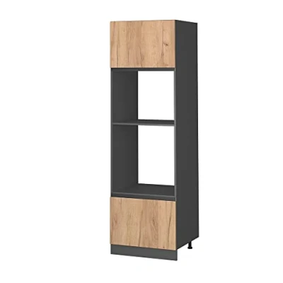 Afbeelding van Vicco Magnetronkast &quot;R Line&quot;, Krachtige eik goud/Antraciet, 60 cm J vorm
