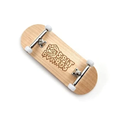 Afbeelding van SPITBOARDS 34 mm vingerboard compleet houten Pro set up (voorgemonteerd, 5 lagen), Trucks, CNC lagerwielen, Foam Grip Tape (deck: esdoornhout, trucks: zilver, wielen: wit)