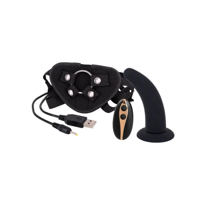 Afbeelding van Vibrerende G spot Dildo met Strap on Zwart
