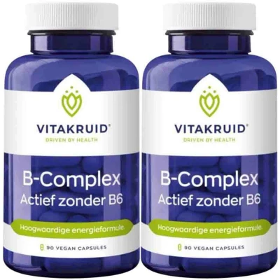 Afbeelding van Gratis Verzending: 2x Vitakruid B Complex Actief Zonder B6 90 vegacapsules