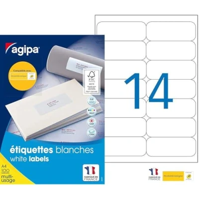 Afbeelding van agipa universele etiketten, 99,1 x 57 mm, wit