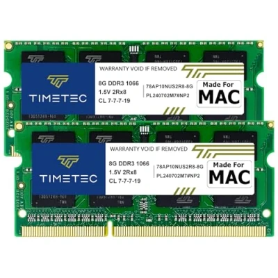 Afbeelding van Timetec 16GB KIT(2x8GB) Compatibel voor Apple DDR3 1067MHz/1066MHz PC3 8500 RAM Mac Book (medio 2010 13 inch), Pro iMac (eind 2009 27 Mini 2010)