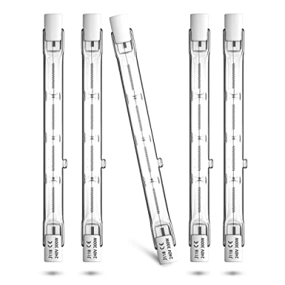 Afbeelding van DoRight R7s Halogeenlamp 300W 118mm Warm Wit 2800K Dimbaar Lineair Halogeen Schijnwerper J118 Staflamp Buis 360 Straalhoek 5900lm 5 Stuks 240V Halogeenbuisverlichting