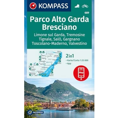 Afbeelding van Carta escursionistica KOM 689 Parco Alto Garda, Bresciano: 2in1 Wanderkarte inklusive Karte zur offline Verwendung in der KOMPASS App. Fahrradfahren. Skifahren.o