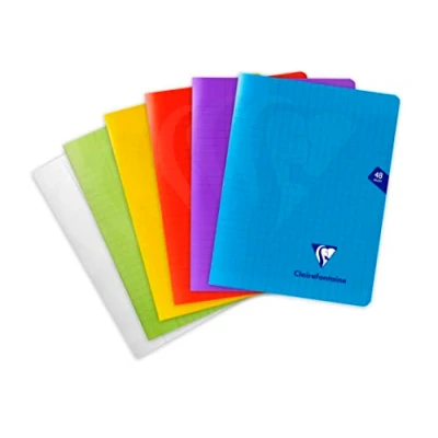 Afbeelding van Clairefontaine 303751C Set van 10 Mimesys Geniet Schrift 17x22 cm 48 Grote ruiten pagina&#039;s 90 g wit papier Transparant Polypropyleen kaft in willekeurige kleuren