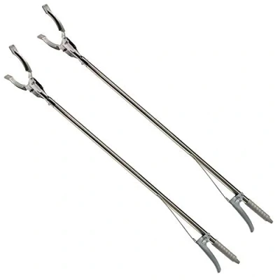 Afbeelding van HAC24 Set van 2 grijptangen, afvaltang, metaal, grijphulp, afval, 90 cm, grijper, grijparm, afvalverzamelaar, afvalgrijper