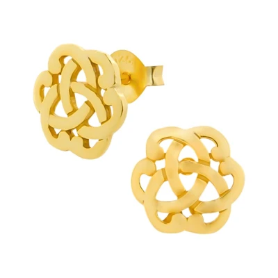 Afbeelding van Zilveren oorbellen Oorstekers Gold plated oorstekers, opengewerkte bloemvorm