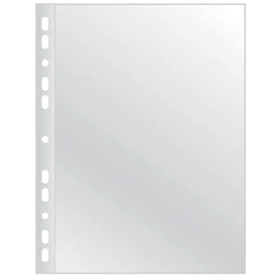 Afbeelding van Q Connect KF11187 Brochurehoesjes/transparante hoezen glashelder A4 50 stuks/brede pagina&#039;s/boven open transparante geperforeerde plastic hoezen/transparant 90 micron