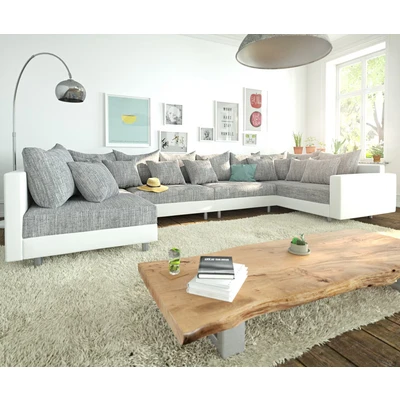 Afbeelding van Bank Clovis XL wit lichtgrijs met armleuningen modulair woonlandschap