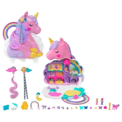 Afbeelding van Mattel Polly Pocket Salon van de Regenboog Eenhoorn Speelset