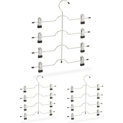 Afbeelding van Relaxdays ruimtebesparende kledinghangers multi broekhangers met knijpers set van 3
