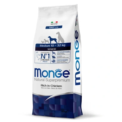 Afbeelding van 2x12kg Kip Medium Senior Monge Natural Superpremium droge honden