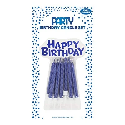 Afbeelding van Clairefontaine 26571 BC een set met 12 verjaardagskaarsen + kaarsenhouders 1 houder &quot;Happy Birthday&quot; kleur: blauw verjaardagskaarsen, verjaardag, Happy Birthday