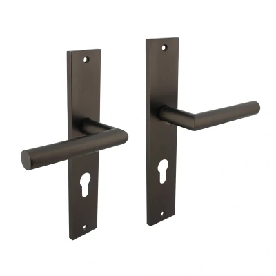 Afbeelding van Deurklink Bastian op schild 245x45 mm profielcilindergat 72mm antracietgrijs