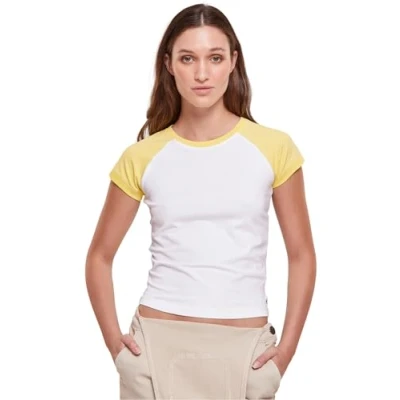 Afbeelding van Urban Classics Stretch Short Retro Baseball TEE Tshirt print, Dames, Maat: 5XL, White vintagesun