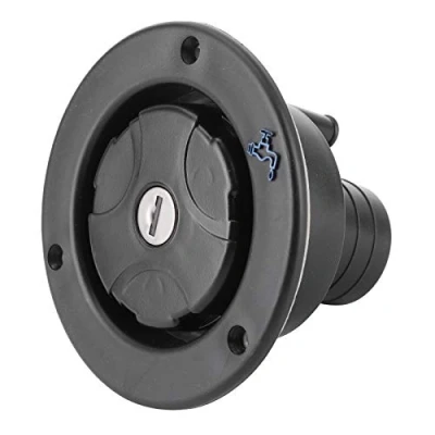 Afbeelding van RV Water Vullen, Zwaartekracht Inlaat Filler Cap Zwart Lekvrij Afsluitbare Vullen Poort voor Camper Caravan