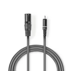 Afbeelding van XLR naar Tulp kabel (m/m) Nedis 3 meter (Ongebalanceerd, Mono)