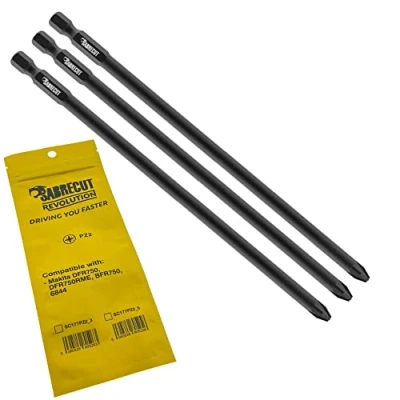 Afbeelding van 3 x SabreCut SC177PZ2_3 177mm PZ2 Compatibel met Makita DFR750 DFR750RME BFR750 6844 P 67789 Autofeed Gebundelde gipsplaten Schroevendraaier Gun Bit Single Ended Pozi No.2 Heavy Duty