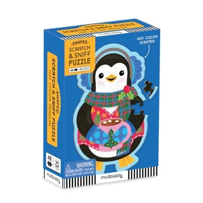 Afbeelding van Hot Cocoa Penguin 48 Piece Scratch and Sniff Shaped Mini Pzl