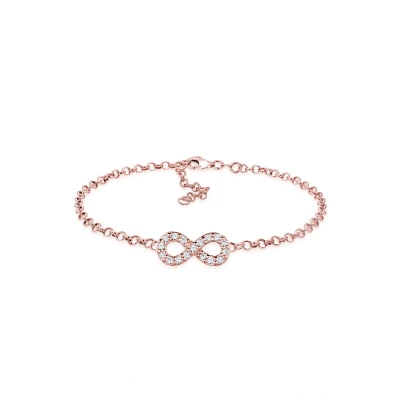 Afbeelding van Elli Dames Armband infinity symbool met kristallen in 925 sterling zilver rosé verguld