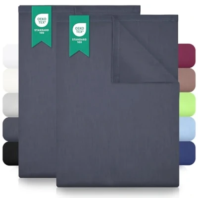 Afbeelding van GREEN MARK Textilien Set van 2 klassieke lakens 100% katoen, bedlakens zonder elastiek, vele formaten en kleuren, 240 x 275 cm, antracietgrijs