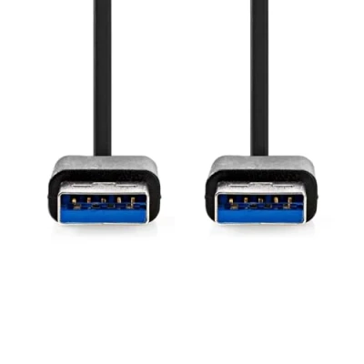 Afbeelding van Nedis USB Kabel 3.2 Gen 1 A Male 5 Gbps Vernikkeld 1.00 m Rond PVC Zwart Label CCGL61000BK10