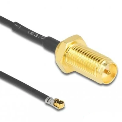 Afbeelding van MHF 4L LK (v) RP SMA kabel Micro Coax (1,37 mm) 50 Ohm / zwart 0,10 meter