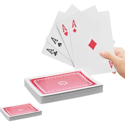 Afbeelding van Relaxdays 2x speelkaarten groot pokerkaarten waterafstotend 108 stuks grote kaarten