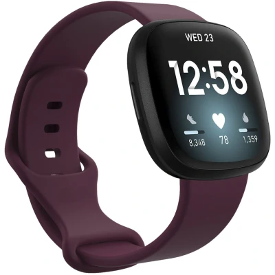 Afbeelding van Siliconen bandje voor de Fitbit Versa 4 / 3 Sense (2) Donkerrood iMoshion En TPU (zacht)