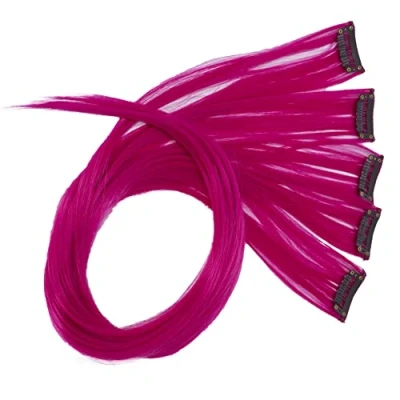 Afbeelding van CAISHA 60cm Kleurrijk Streng Highlights Clip In Extension Hair Extensions Steil Lang Haar Haarstukje Fuchsia BST112