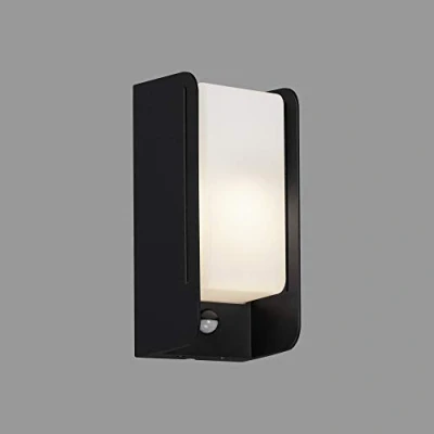 Afbeelding van BRILONER Lampen LED buitenlamp, buitenwandlamp incl. bewegingsmelder, schemeringssensor, IP44, 1x E27, max. 12 Watt, wit/zwart, 255x120x100mm (LxBxH), 3017 015