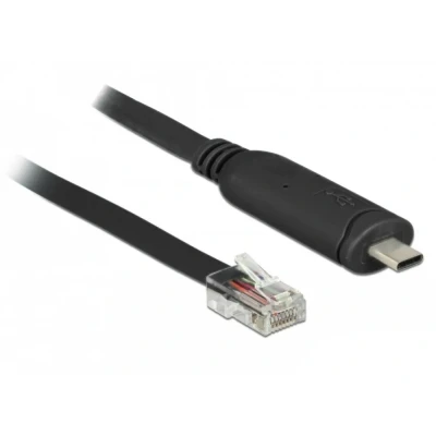 Afbeelding van Delock 63912 Adapter USB 2.0 Type C male &gt; 1 x Serieel RS 232 RJ45 2,0 m zwart