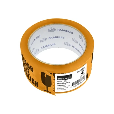 Afbeelding van Raadhuis verpakkingstape 50mmx66m oranje breekbaar RD 351159