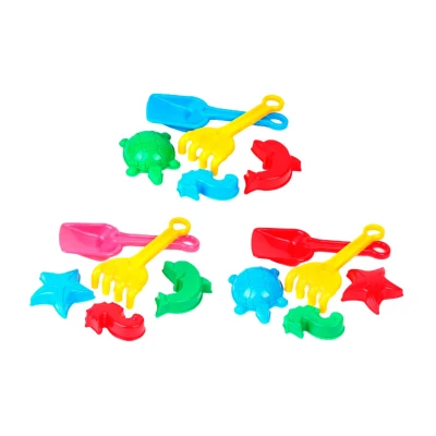 Afbeelding van Sun Fun schepjes met harkje en 3 zandvormen