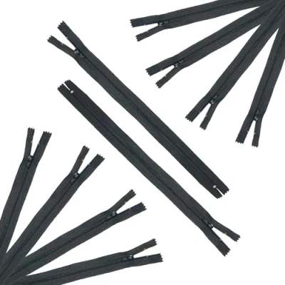 Afbeelding van Trimz 60cm ( 23&quot;) Zwarte one Way end Stop Zip met 4mm Tanden 10 Stks, Polyester, 60 cm
