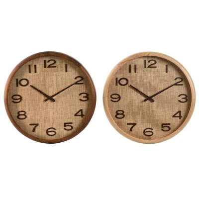 Afbeelding van Muurklok Home ESPRIT Bruin Natuurlijk Hout Rotan 40 x 5 cm (2 Stuks)