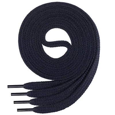 Afbeelding van Di Ficchiano Platte veters; van 100% katoen, voor sneakers en sportschoenen, zeer scheurvast, circa 7 mm breed donkerblauw 120