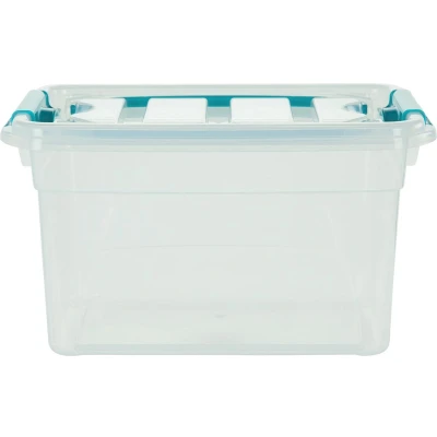 Afbeelding van Whitefurze Carry Box Opbergdoos 13 Liter, Transparant Met Blauwe Handvaten