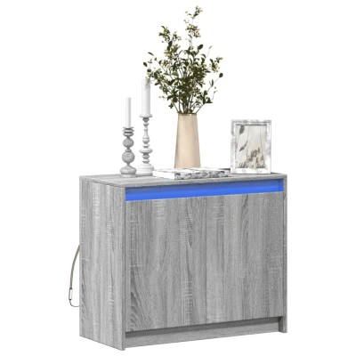 Afbeelding van vidaXL dressoir met LED 72x34x61 cm bewerkt hout grijs sonoma eiken, opbergkast, kast, bijzetkast, wandkast, opbergkastje, dressoirkast