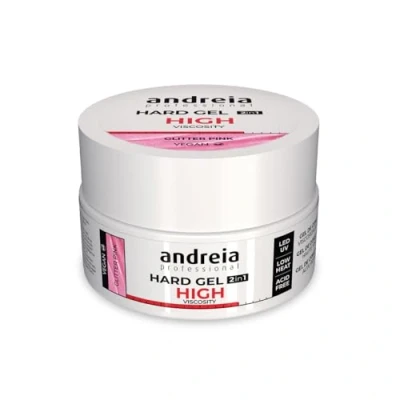 Afbeelding van Andreia Professionele 2 in 1 nagelgel voor led en uv gelnagels, hoge viscositeit harde, sterke nagels, tips verlengingen, opbouwgel glitterroze, 22 g