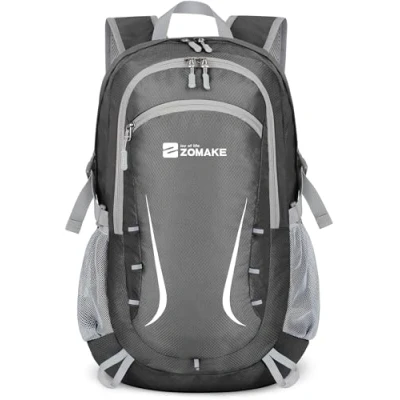 Afbeelding van ZOMAKE Lichtgewicht Opvouwbare Rugzak 40L,Groot Lichte Waterdichte Wandelrugzak,Pakbare voor Dames En Heren,Outdoor Wandelen Camping Reizen(Gemiddeld grijs)