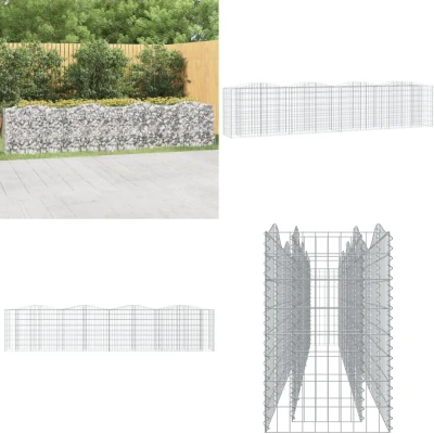Afbeelding van vidaXL Schanskorf gewelfd verhoogd 400x50x100 cm gegalvaniseerd ijzer