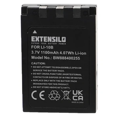 Afbeelding van EXTENSILO Accu vervanging voor Olympus Li 10B, 12B camera (1100mAh, 3,7V, Ion)