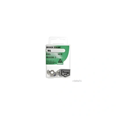 Afbeelding van Deltafix Moeren zeskant R.V.S. M6 10 stuks