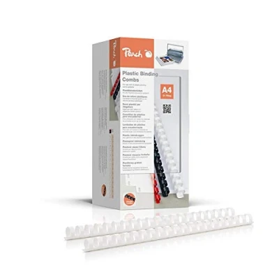 Afbeelding van Peach Plastic bindruggen A4 16mm 145 vellen 100 stuks wit PB416 01