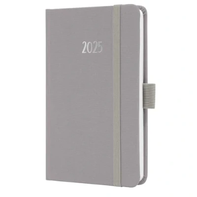 Afbeelding van 2x Weekagenda Feel A6 2025 (NL/FR/EN/DU) Pearl Grey Hardcover