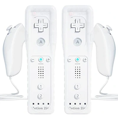Afbeelding van TechKen Set van 2 controllers voor Wii Remote Plus Controller afstandsbediening met Motion en Nunchuck controller, vervanging Wii/WiiU