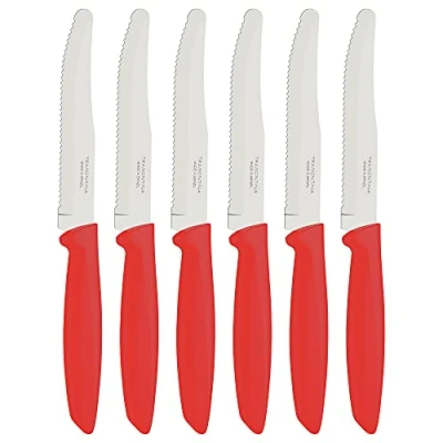 Afbeelding van 6 stuks fruit/tomatenmes set (rood, afgeronde punt)