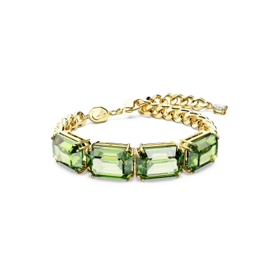 Afbeelding van Swarovski 5671581 Armband Millenia Octagon goudkleurig groen 19 cm